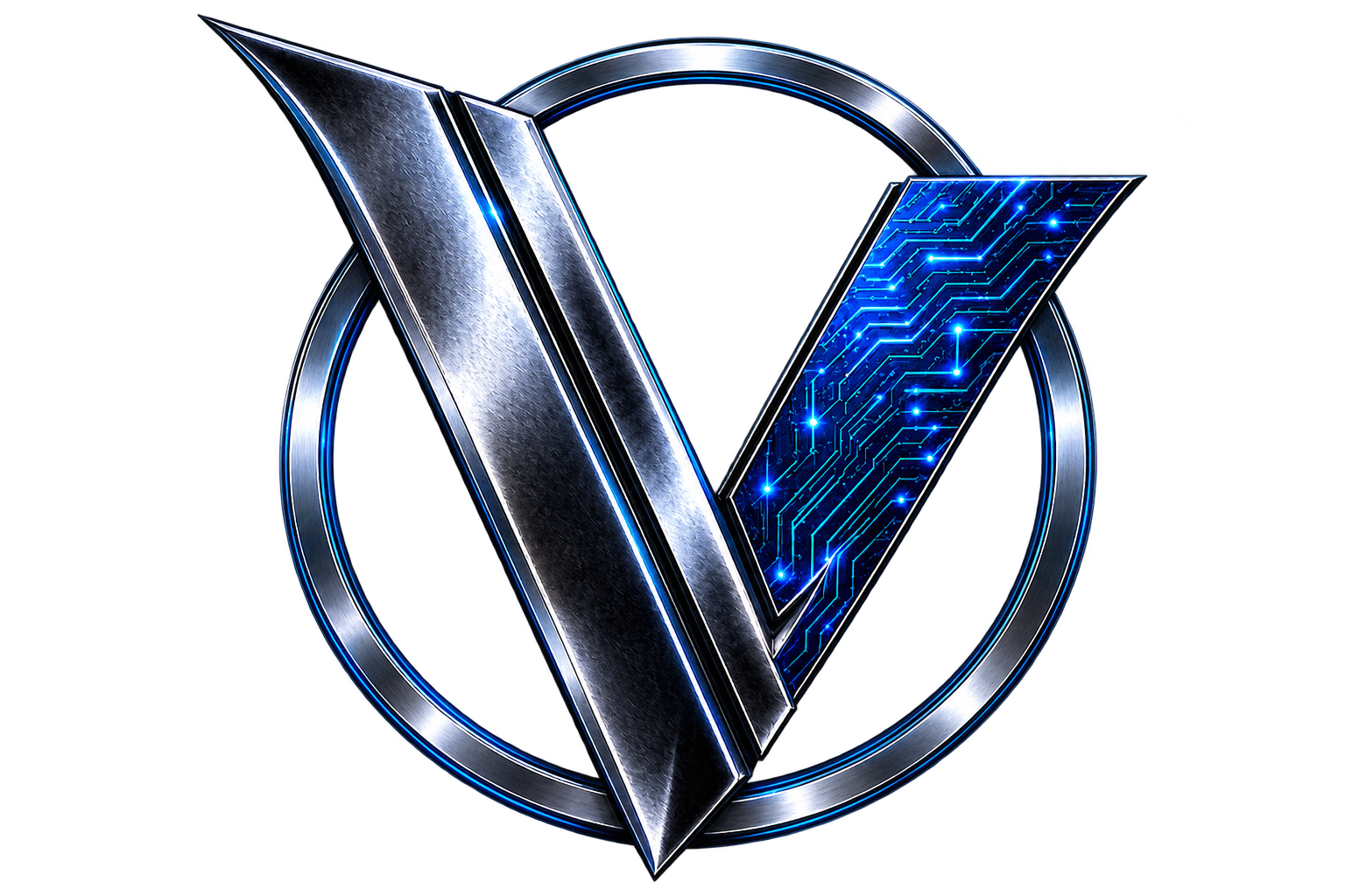 Veritas Mea Labs metallic V emblem